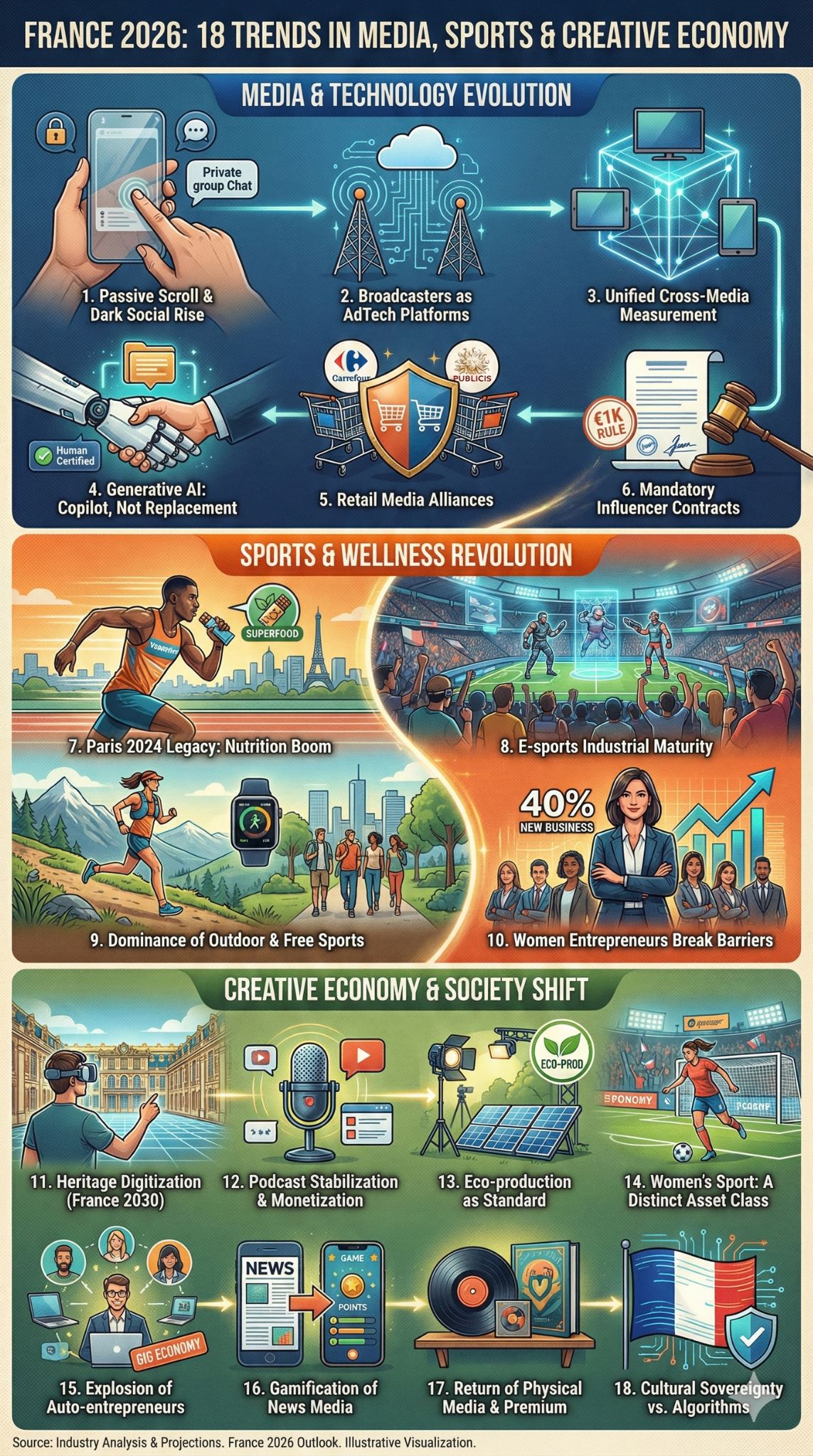 Tendances médias sport et économie créative