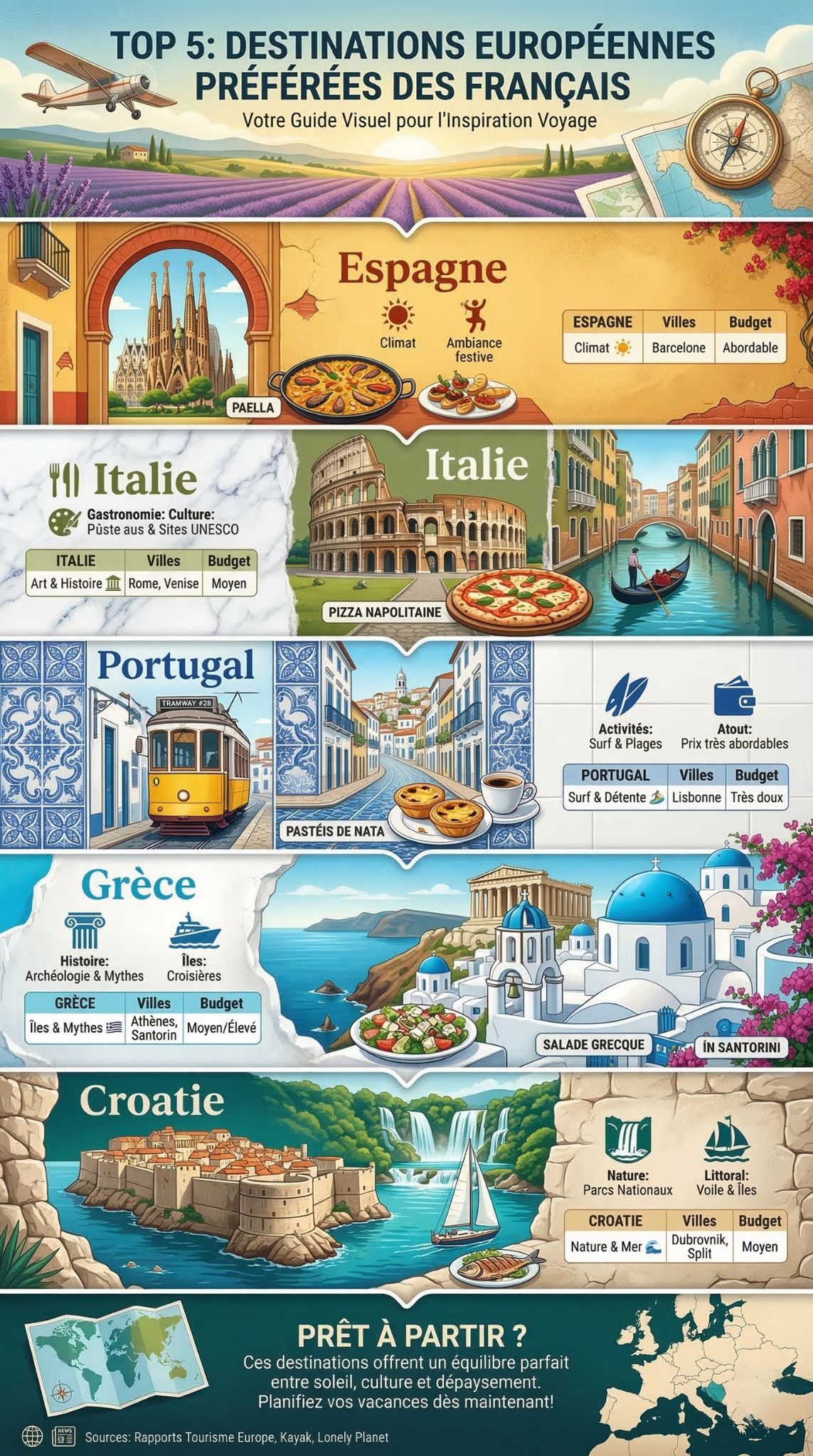 destinations européennes préférées des Français