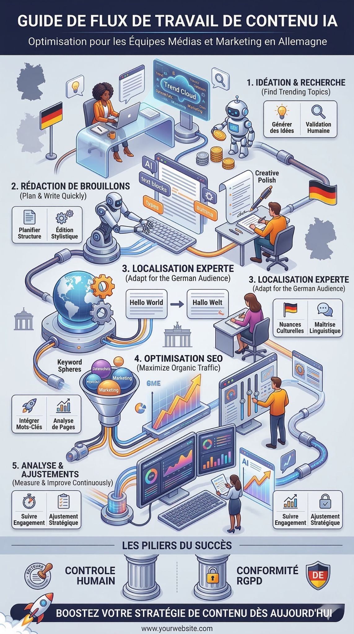 flux de travail de contenu IA