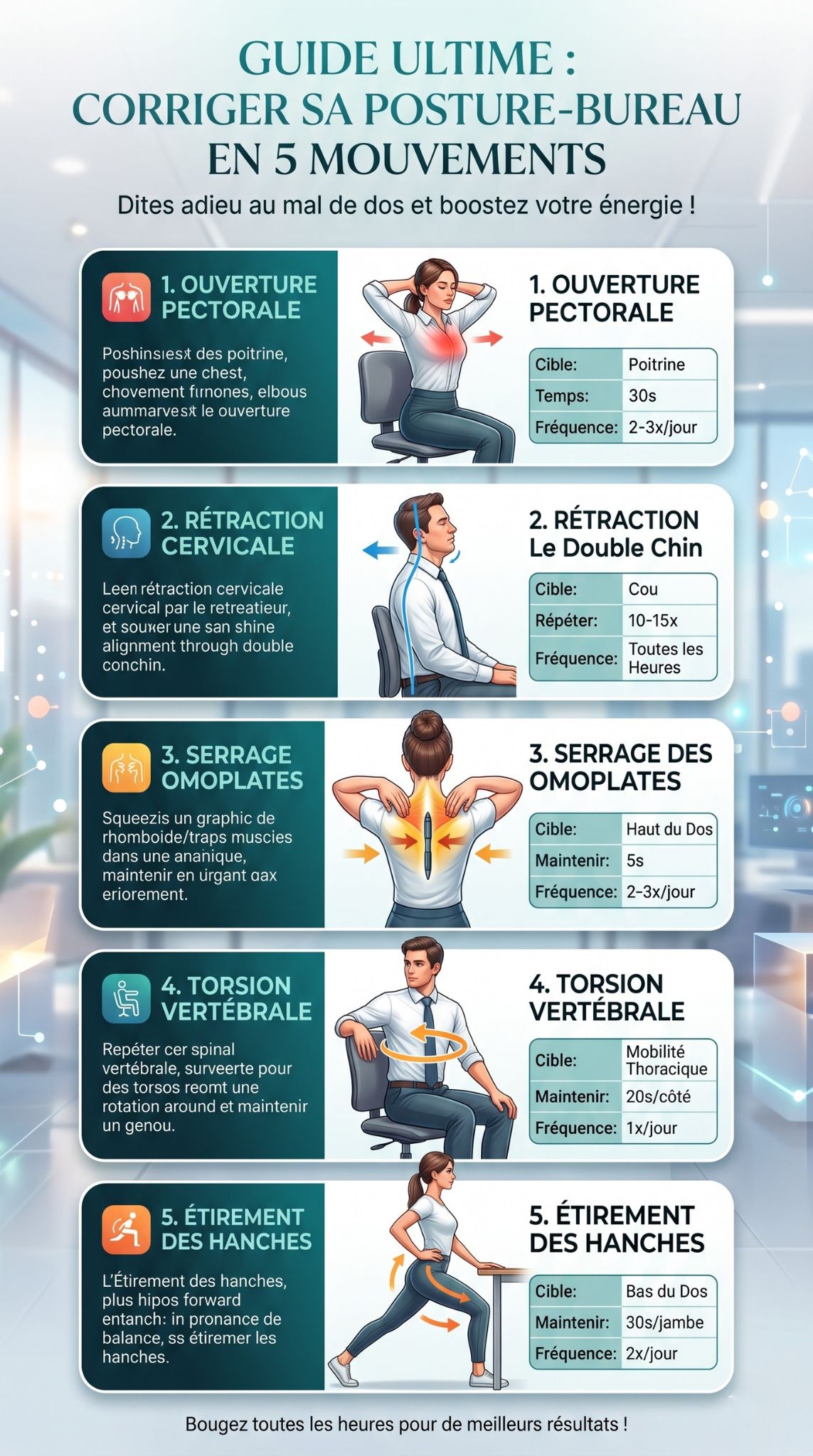 exercices posture bureau