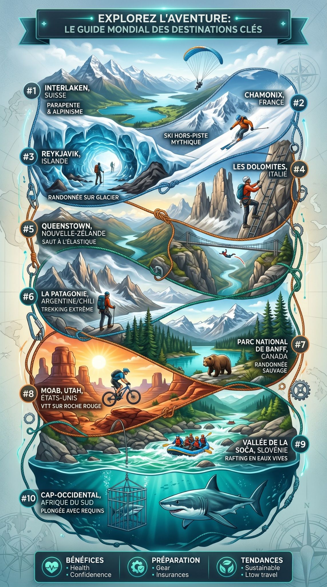 Destinations de tourisme d'aventure