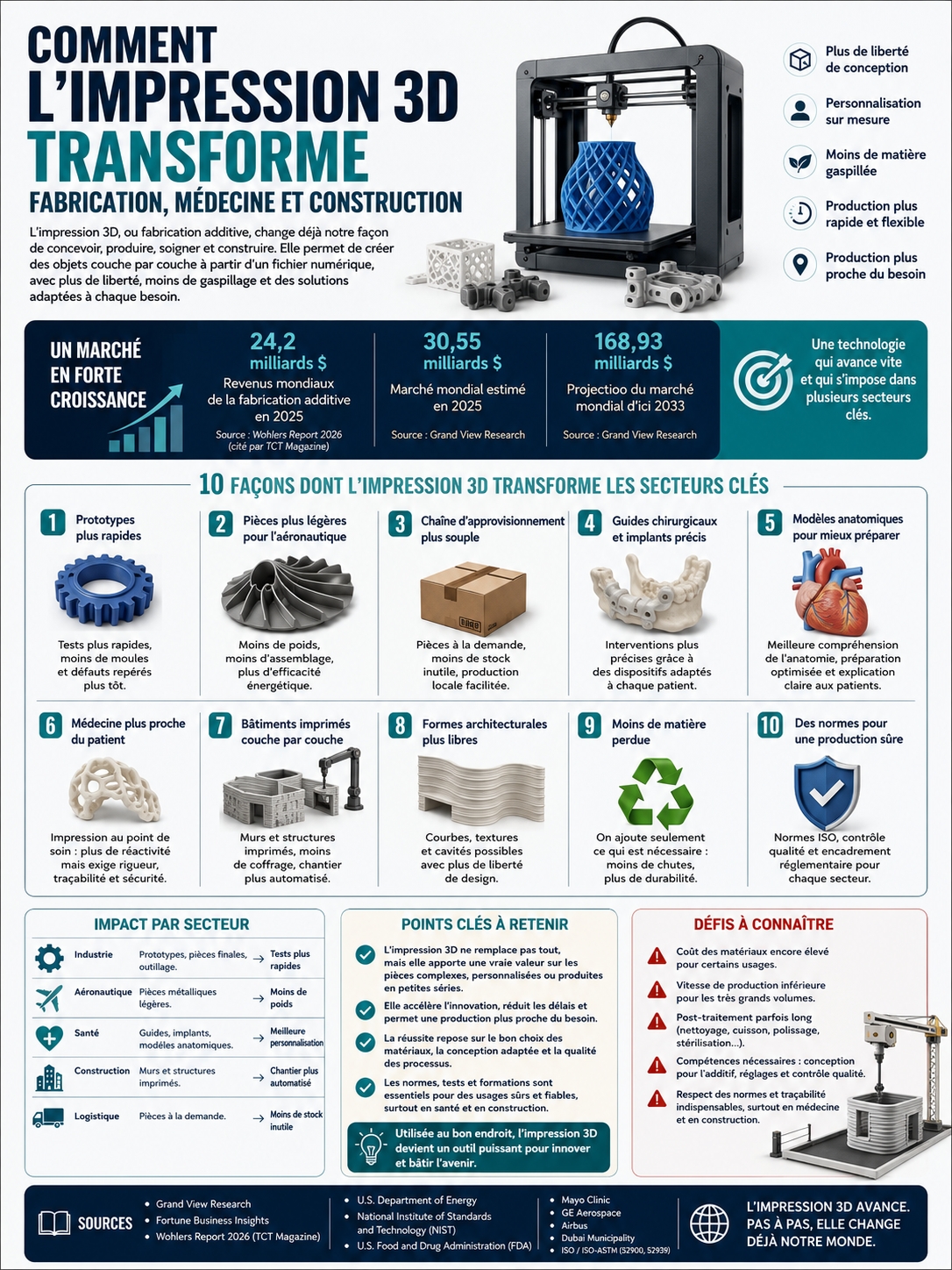 impression 3D transforme fabrication médecine construction