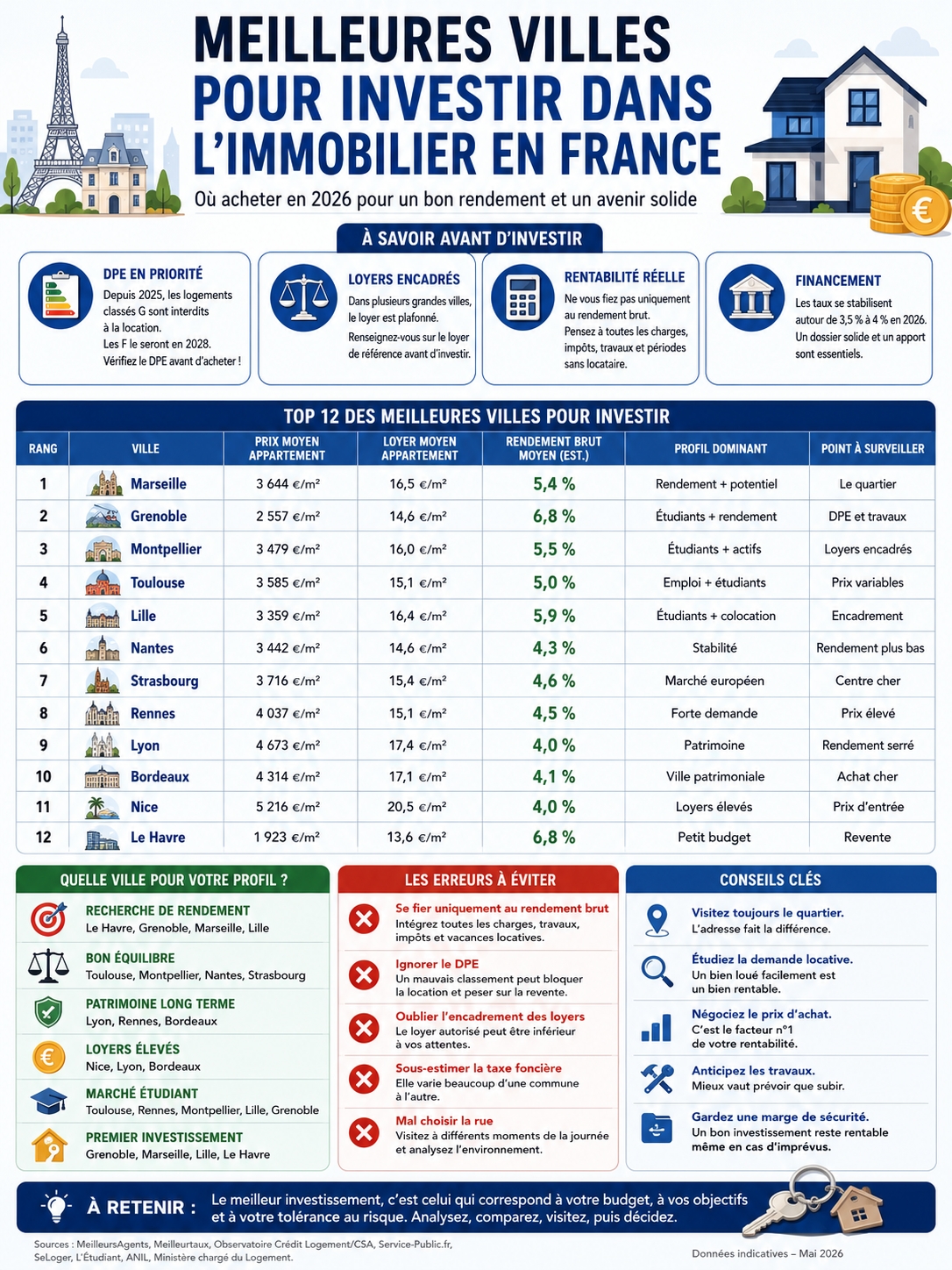 Meilleures villes pour investir dans l’immobilier en France