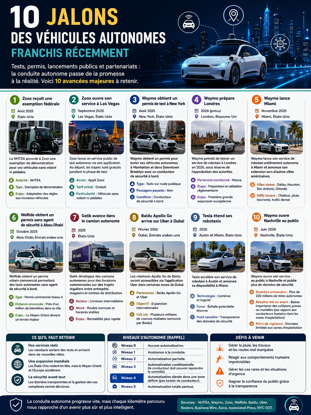 jalons des véhicules autonomes